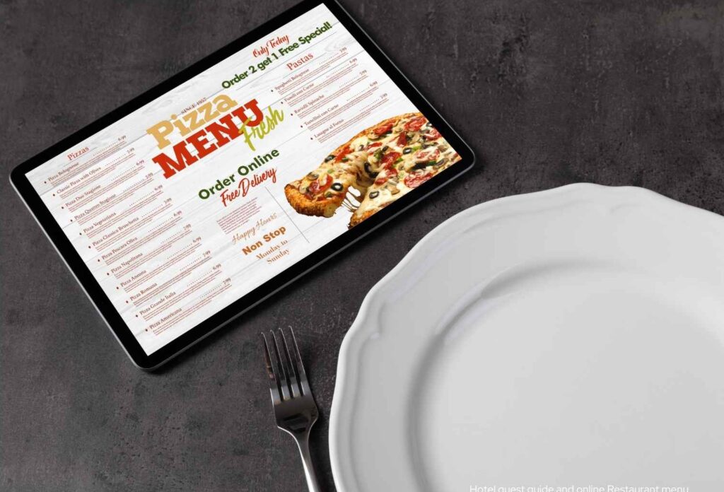 Hotel guest guide and online Restaurant menu